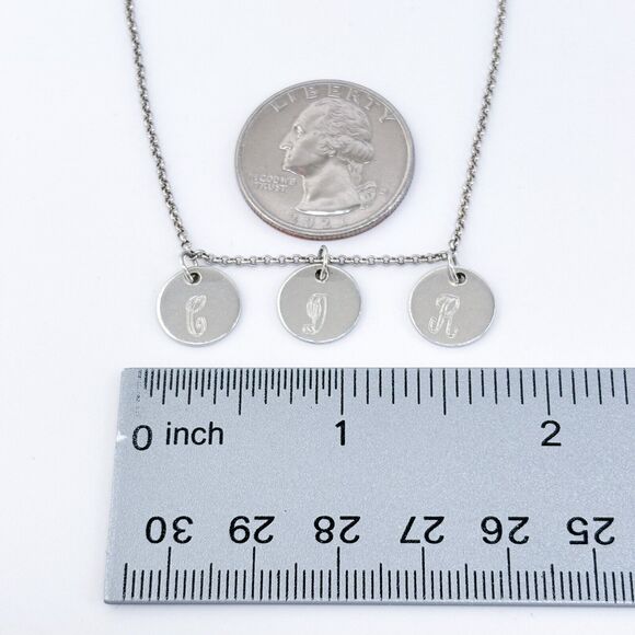 Vintage Sterling Silver 925 Initial Charm Necklace "C D R" 16.5"-18.5" - Picture 3 of 4